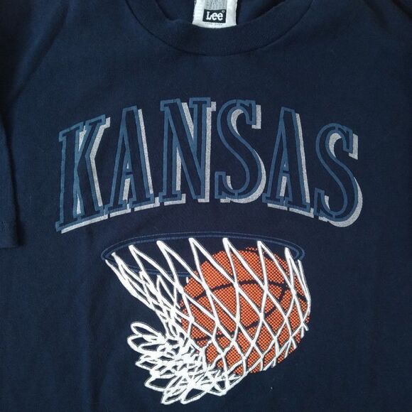 Vintage 90s Kansas Jayhawks Basketball T-Shirt - Picture 1 of 8
